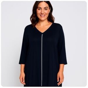 Pure Amici Blouse Navy Blue Bamboo Pullover Oversized NWT Womens Size XL